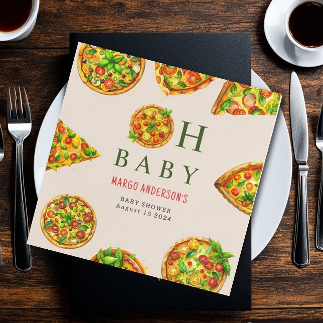 Serviette En Papier Oh Baby Pizza Tomates Olivia Baby shower vert (Créateur téléchargé)