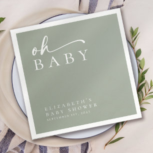 Serviette En Papier Oh Baby Sage Green Baby shower minimaliste