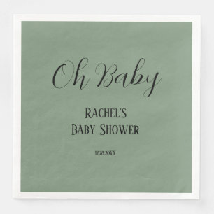 Serviette En Papier Oh Baby Sage Green Script mignon Baby shower moder