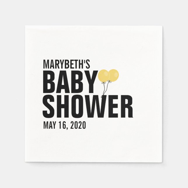 Serviette En Papier Oh Baby simple Baby shower de ballon jaune Napkin (Devant)
