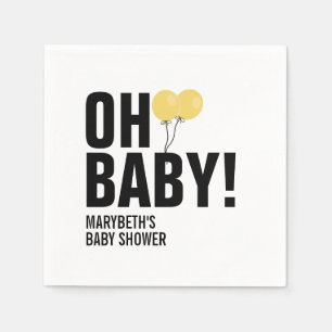 Serviette En Papier Oh Baby simple Baby shower de ballon jaune Napkin