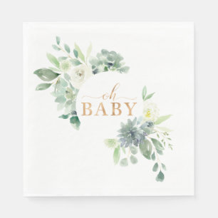 Serviette En Papier Oh Baby Succulent Baby shower serviettes