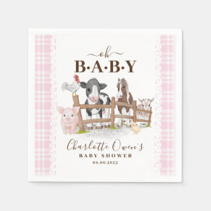 Serviette En Papier Oh Bébé Animaux de la Ferme Basse-cour Baby Shower