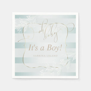 Serviette En Papier OH Bébé ! Calligraphie Ombré Turquoise Bleu