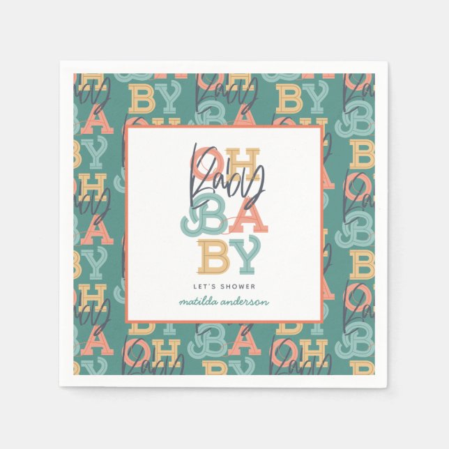 Serviette En Papier Oh bébé fête baby shower moderne bébé (Devant)