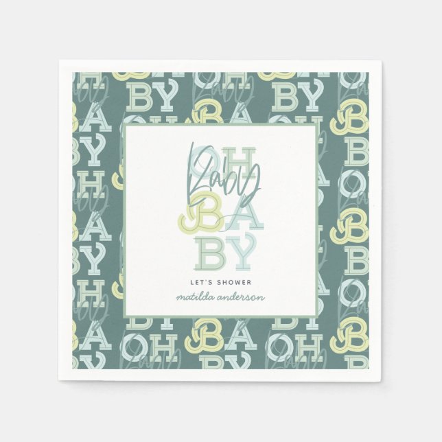 Serviette En Papier Oh bébé fête baby shower moderne bébé (Devant)