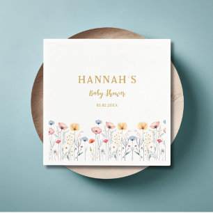 Serviette En Papier OH BÉBÉ ! Fleur sauvage frais   Baby shower blanc