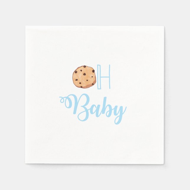 Serviette En Papier Oh Bébé Lait et biscuits Baby shower bleu (Devant)