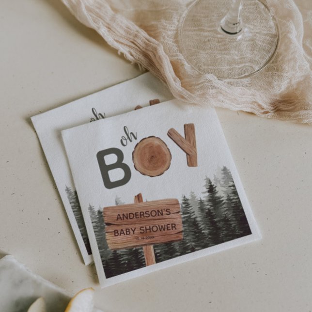 Serviette En Papier Oh Boy - Baby shower des bois (Créateur téléchargé)