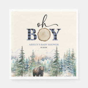 Serviette En Papier Oh Boy Lumberjack Baby shower d'ours de forêt