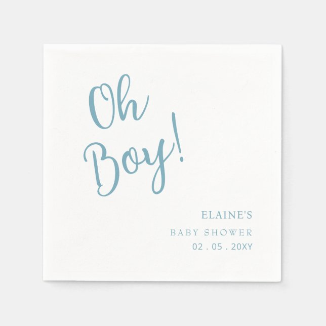 Serviette En Papier Oh Boy Modern Cute Blue Boy Baby shower (Devant)