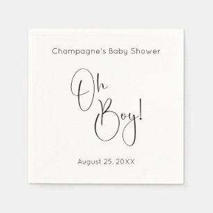 Serviette En Papier Oh Boy Modern Script Baby shower