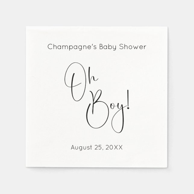 Serviette En Papier Oh Boy Modern Script Baby shower (Devant)