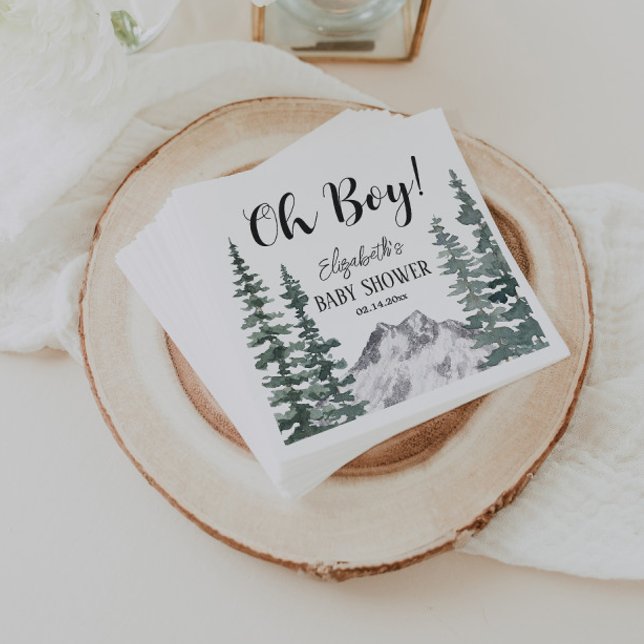 Serviette En Papier Oh Boy Rustic Mountains Baby shower (Créateur téléchargé)
