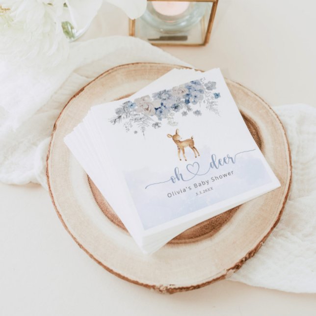 Serviette En Papier Oh cerf hiver bleu garçon baby shower (Créateur téléchargé)