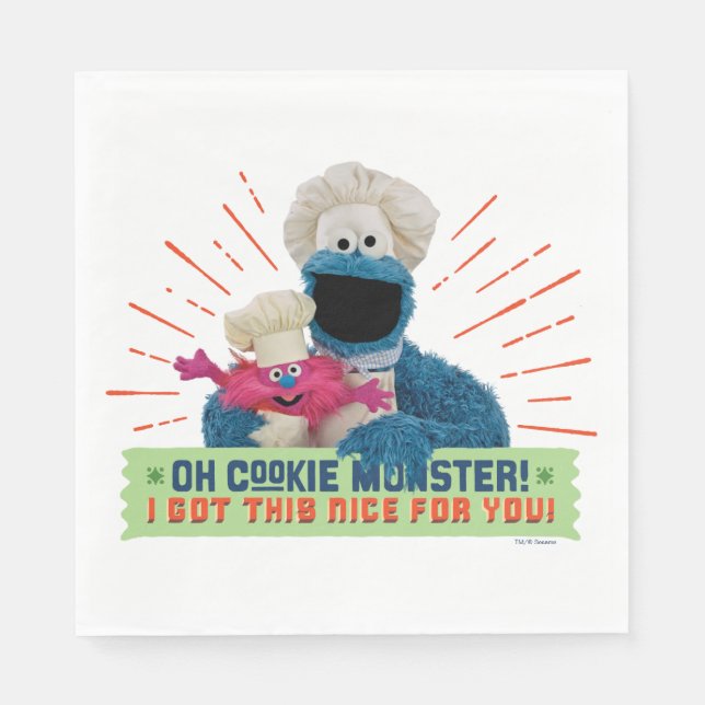 Serviette En Papier Oh Cookie Monster ! J'Ai Compris Ça Bien Pour Toi (Devant)