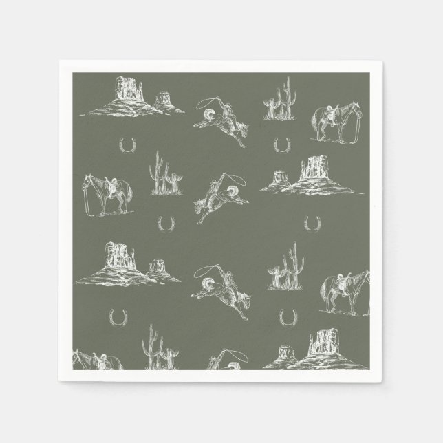 Serviette En Papier Oh Cowboy Cocktail Napkin (Devant)