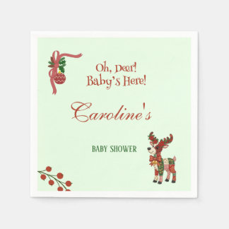 Serviette En Papier Oh, Deer! Baby’s Here! – Christmas Baby Shower