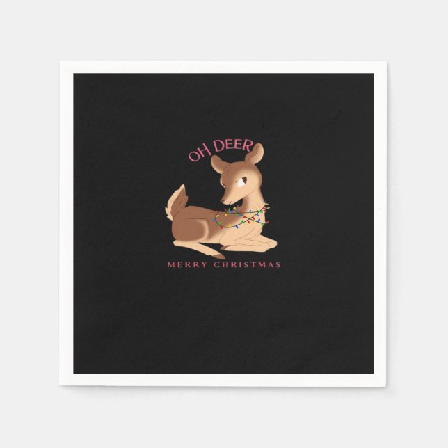 Serviette En Papier Oh Deer Christmas Modern Design  (Devant)