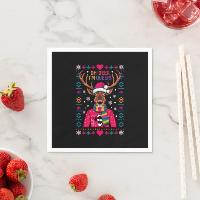 Serviette En Papier Oh Deer je suis gay LGBT Gay pride LGBTQ Ugly Xmas (En situation)