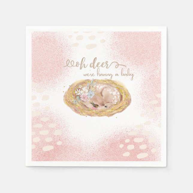 Serviette En Papier Oh Deer Nous avons un bébé (Devant)