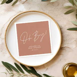 Serviette En Papier oh garçon Baby shower script terre acotta élégant