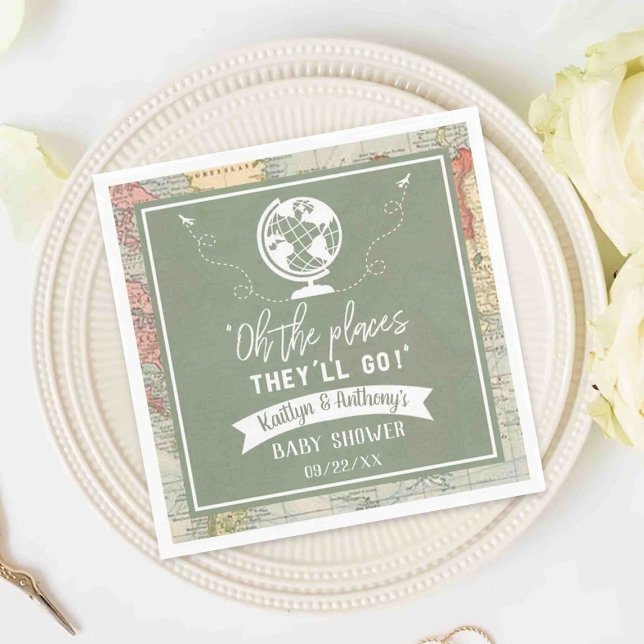 Serviette En Papier "Oh Les Endroits Où Ils Vont Aller !" Baby shower  (Créateur téléchargé)