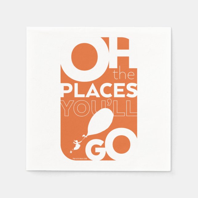 Serviette En Papier Oh, Les Endroits Où Tu Vas Aller ! Orange (Devant)