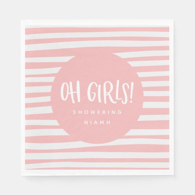 Serviette En Papier Oh les filles, serviettes de baby shower jumelles (Devant)