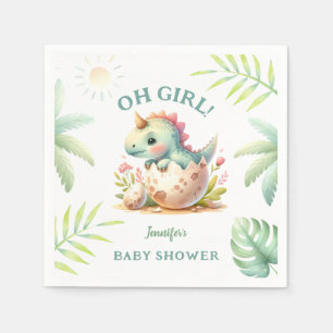 Serviette En Papier Oh ma fille ! Pink Dino Cute Dinosaur Baby shower