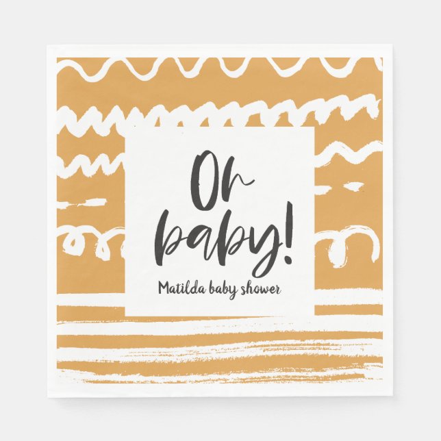 Serviette En Papier Oh mon bébé ! baby shower graphique moderne (Devant)