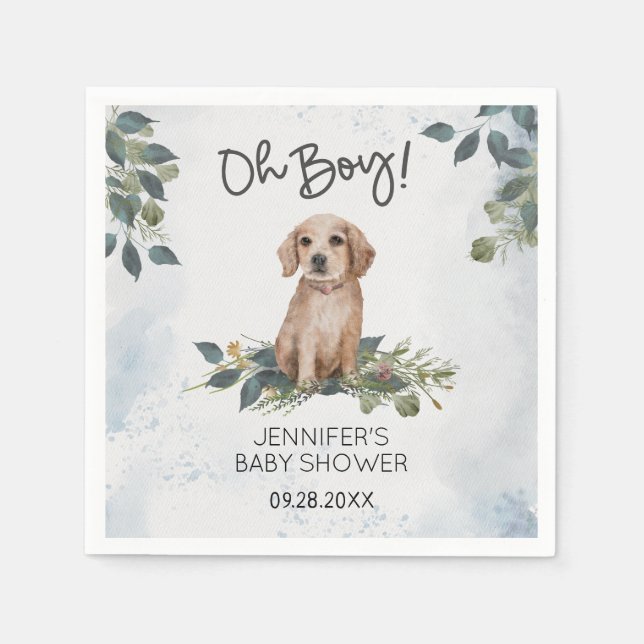 Serviette En Papier Oh mon Dieu ! Baby shower d'aquarelle Retriever Pu (Devant)