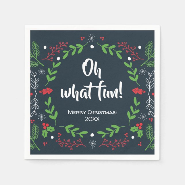 Serviette En Papier Oh Quel Amusement Rétro Noël (Devant)