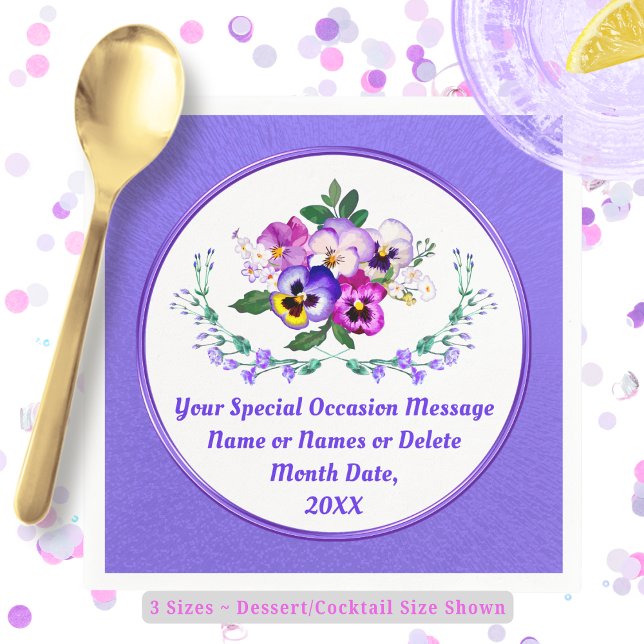 Serviette En Papier Oh si jolis Mouchoirs en papier personnalisés pens (Pansy Napkins. Pansy Paper Plates and Napkins. Personalized Birthday Cocktail Napkins. Sweet 16 idea)