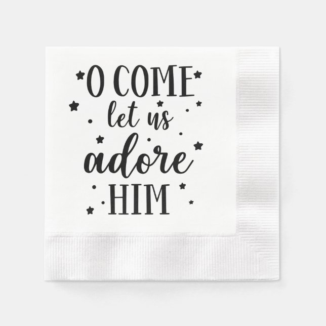 Serviette En Papier OH VENONS, ADORONS-LE LA Typographie Noire (Devant)