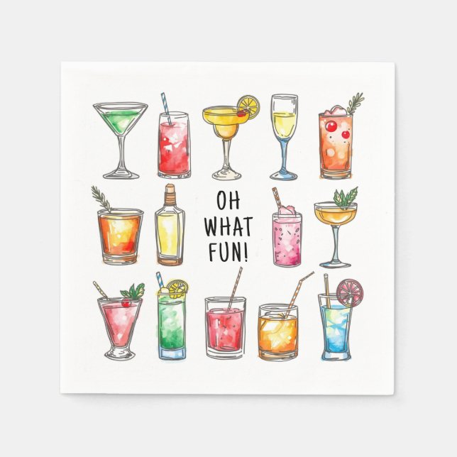 Serviette En Papier Oh What Fun Drink Doodles Christmas Cocktail (Devant)