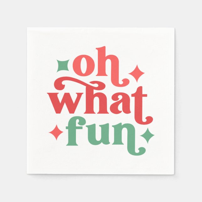Serviette En Papier Oh What Fun - Festive Holiday Typographie (Devant)