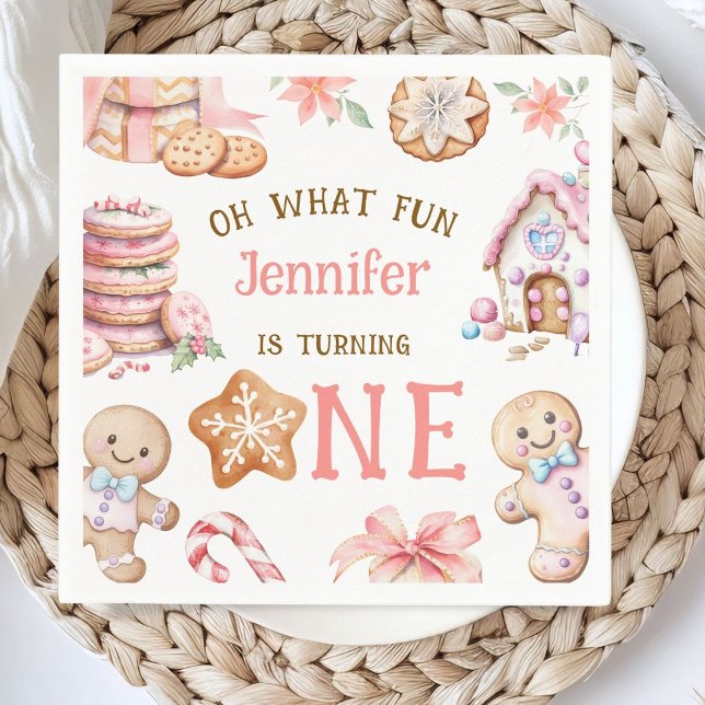Serviette En Papier Oh What Fun Gingerbread 1st Birthday Paper (Créateur téléchargé)