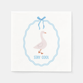 Serviette En Papier Oie Mignonne 'Stay Cool' avec Cadre à Ruban