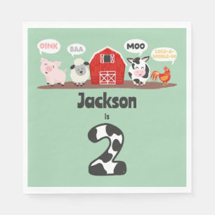 Serviette En Papier Oink Baa Moo 2e anniversaire ferme animaux enfants