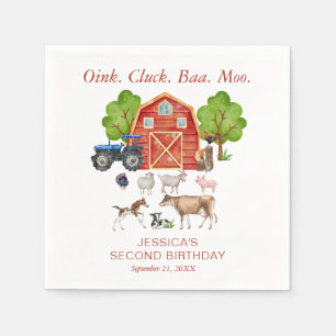 Serviette En Papier Oink Baa Quack Moo Cute Farm Animals Birthday