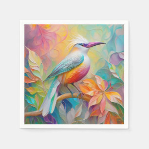 Serviette En Papier Oiseau à poitrine rouge à bec rose