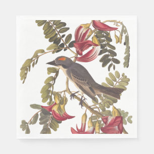 Serviette En Papier Oiseau Audubon du Roi gris sur arbre à fleurs