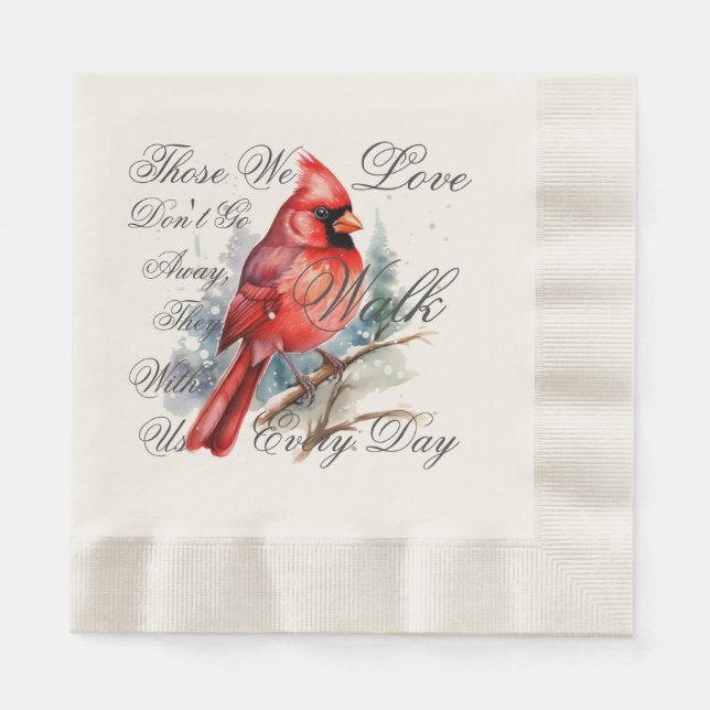 Serviette En Papier Oiseau Cardinal Rouge Qui Se Souvient De Vous En D (Devant)