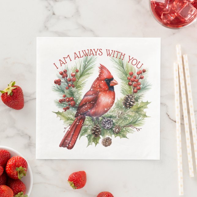 Serviette En Papier Oiseau cardinal rouge qui vous rappelle Noël d'hiv (En situation)