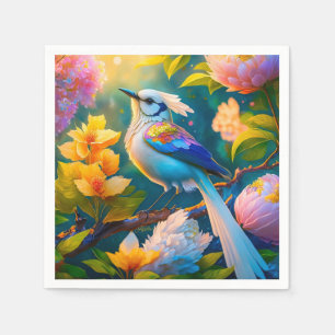 Serviette En Papier Oiseau Fantastique Jay Ailé Arc-en-Ciel