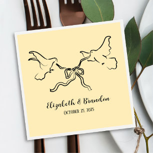 Serviette En Papier Oiseau moderne et élégant avec Mariage de ruban Na