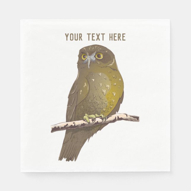 Serviette En Papier Oiseau Morepork RURU NZ (Devant)