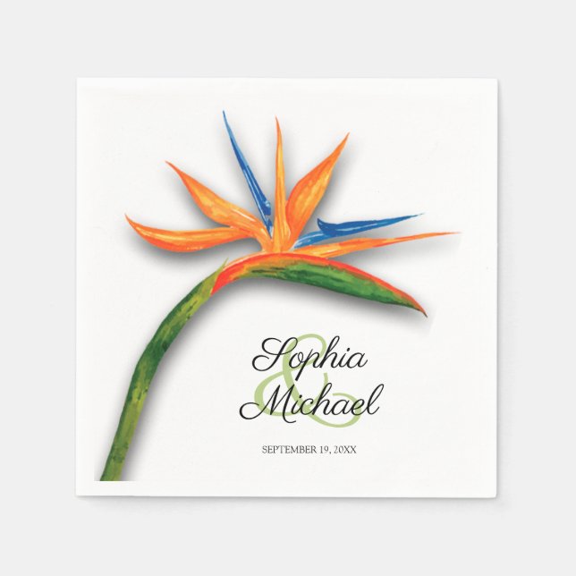 Serviette En Papier Oiseau tropical du Paradis Mariage botanique (Devant)