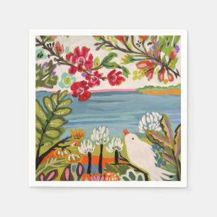 Serviette En Papier Oiseaux dans le jardin